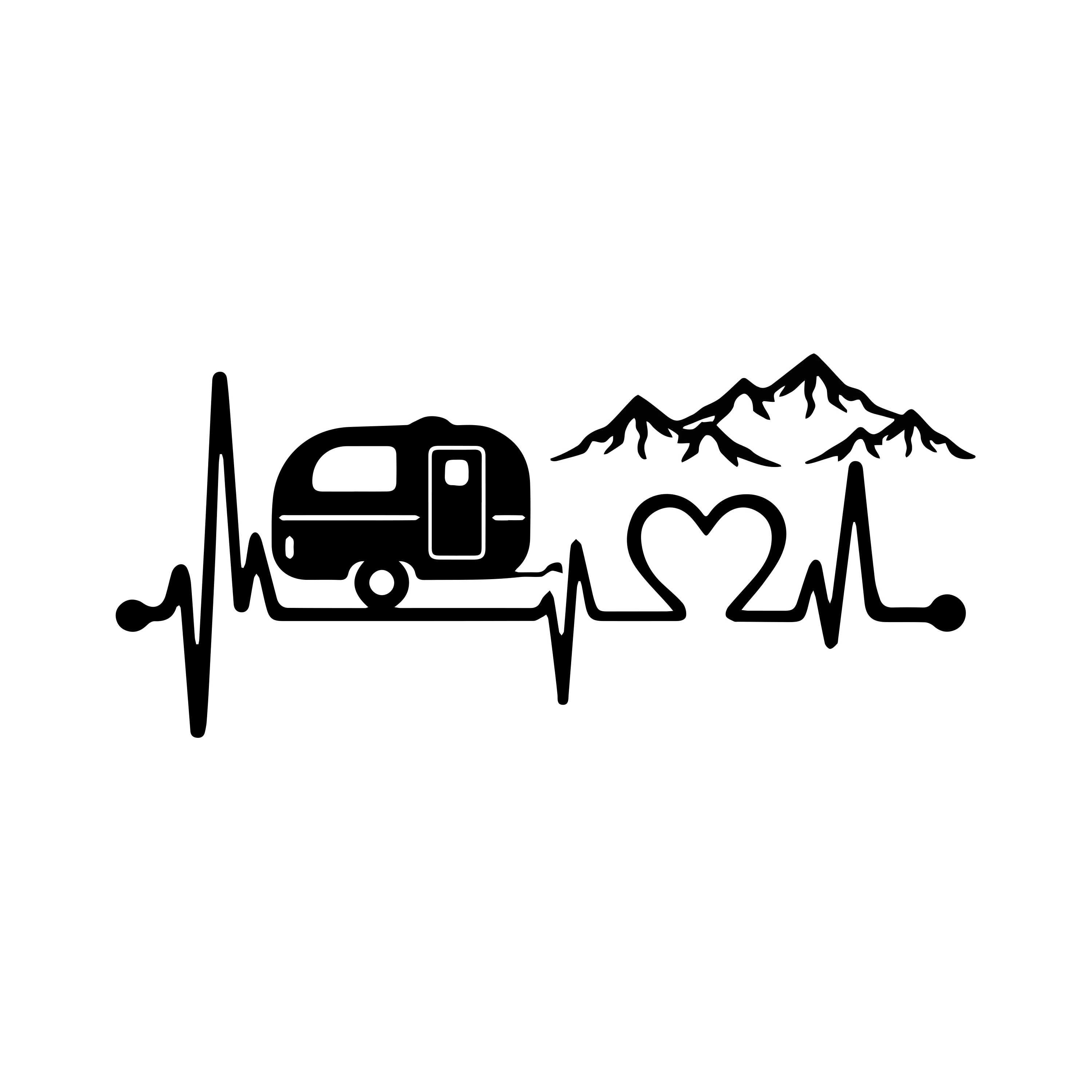 Car Accessories Lebanon - Caravan Love Heartbeat Mountain Car Sticker