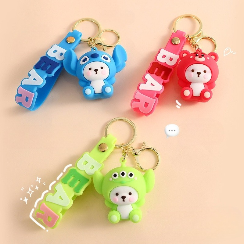 Car Accessories Gift Ideas - 1pc Cartoon Costume Teddy Bear Keychain