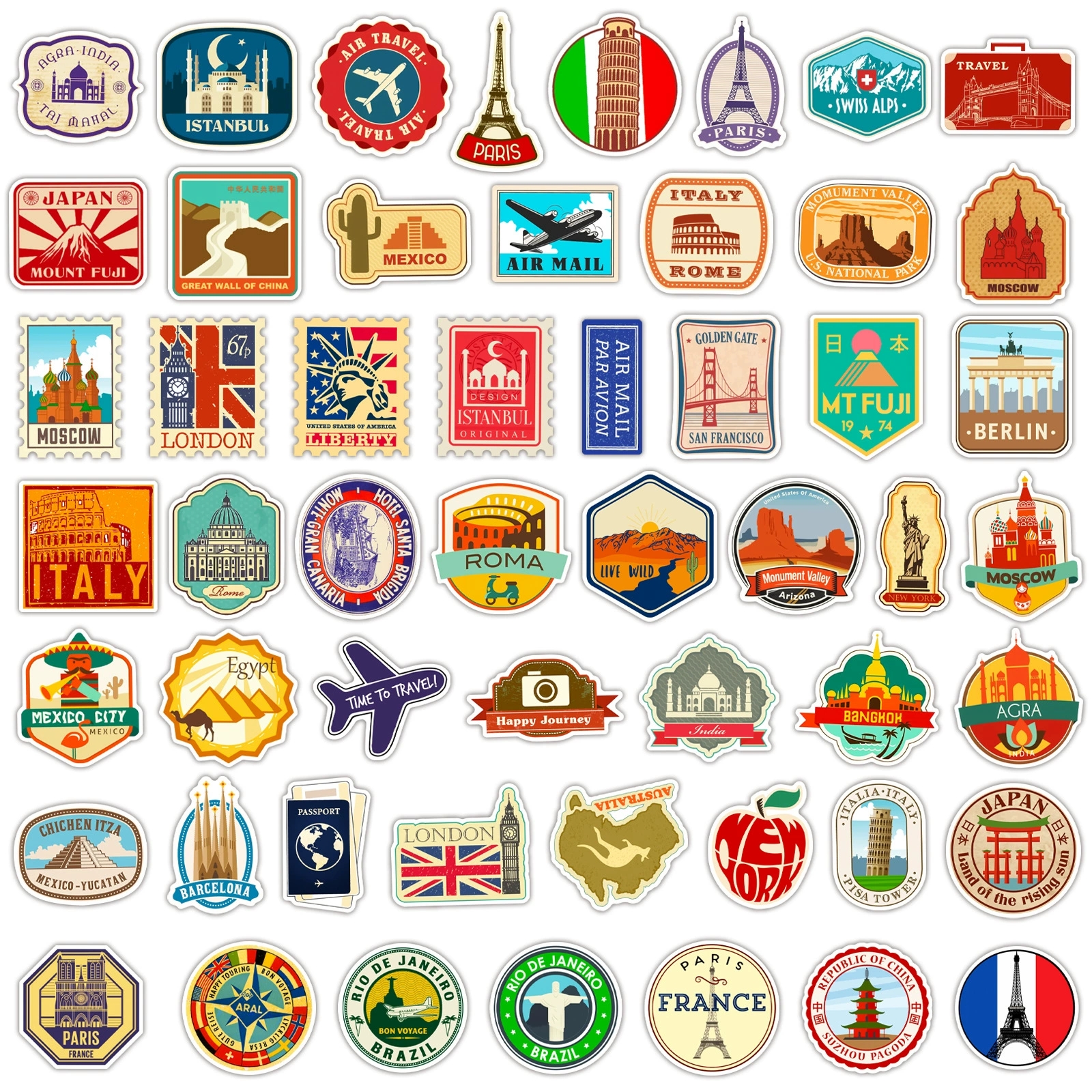 100PCS World Travel Doodle Sti - Car Accessories Gift Ideas ulasan dan harga