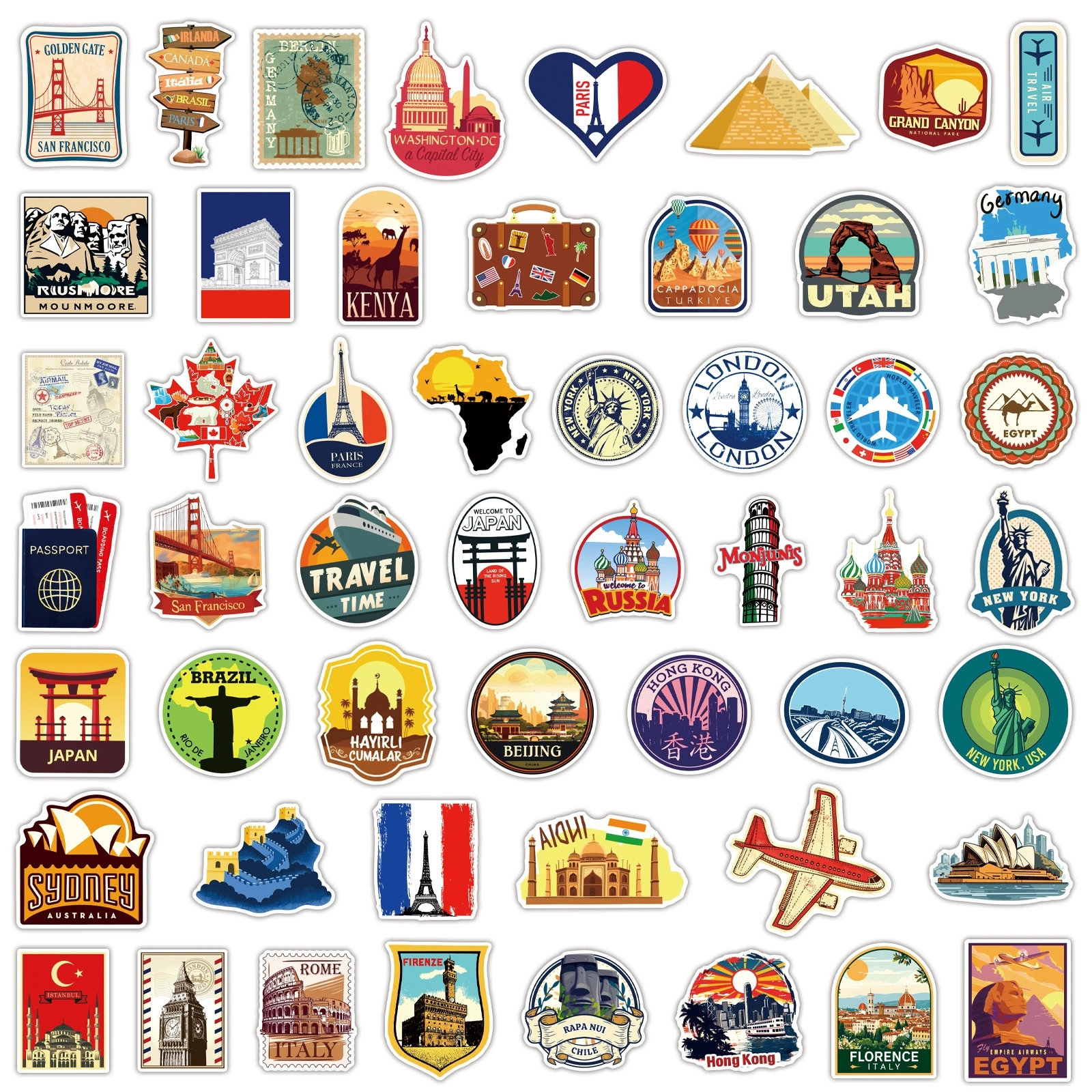 100PCS World Travel Doodle Sti - Car Accessories Gift Ideas ulasan dan harga