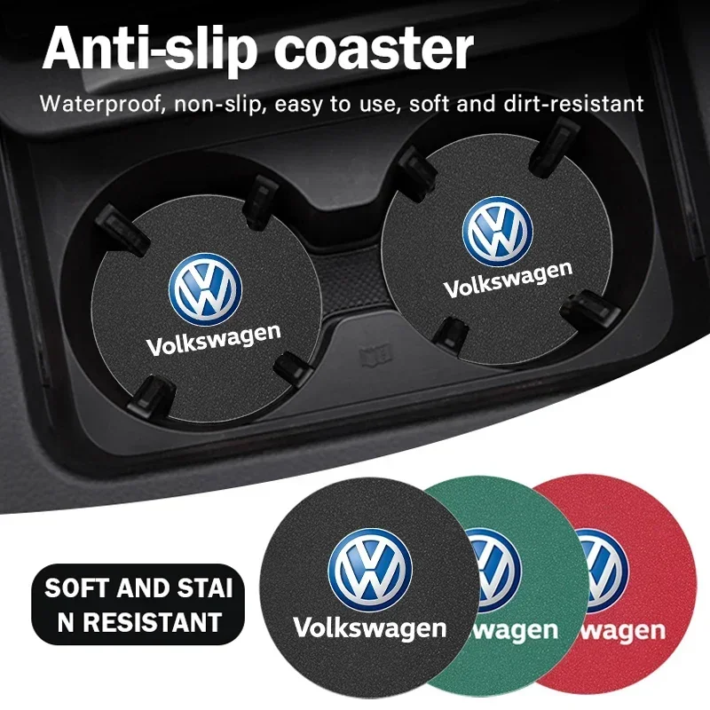 2Pcs Car Water Cup Mat Suede N - Car Accessories Logo ulasan dan harga