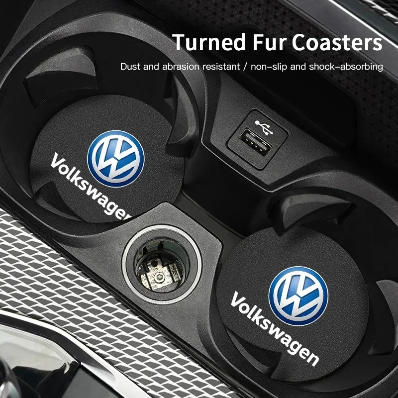 2Pcs Car Water Cup Mat Suede N - Car Accessories Logo ulasan dan harga