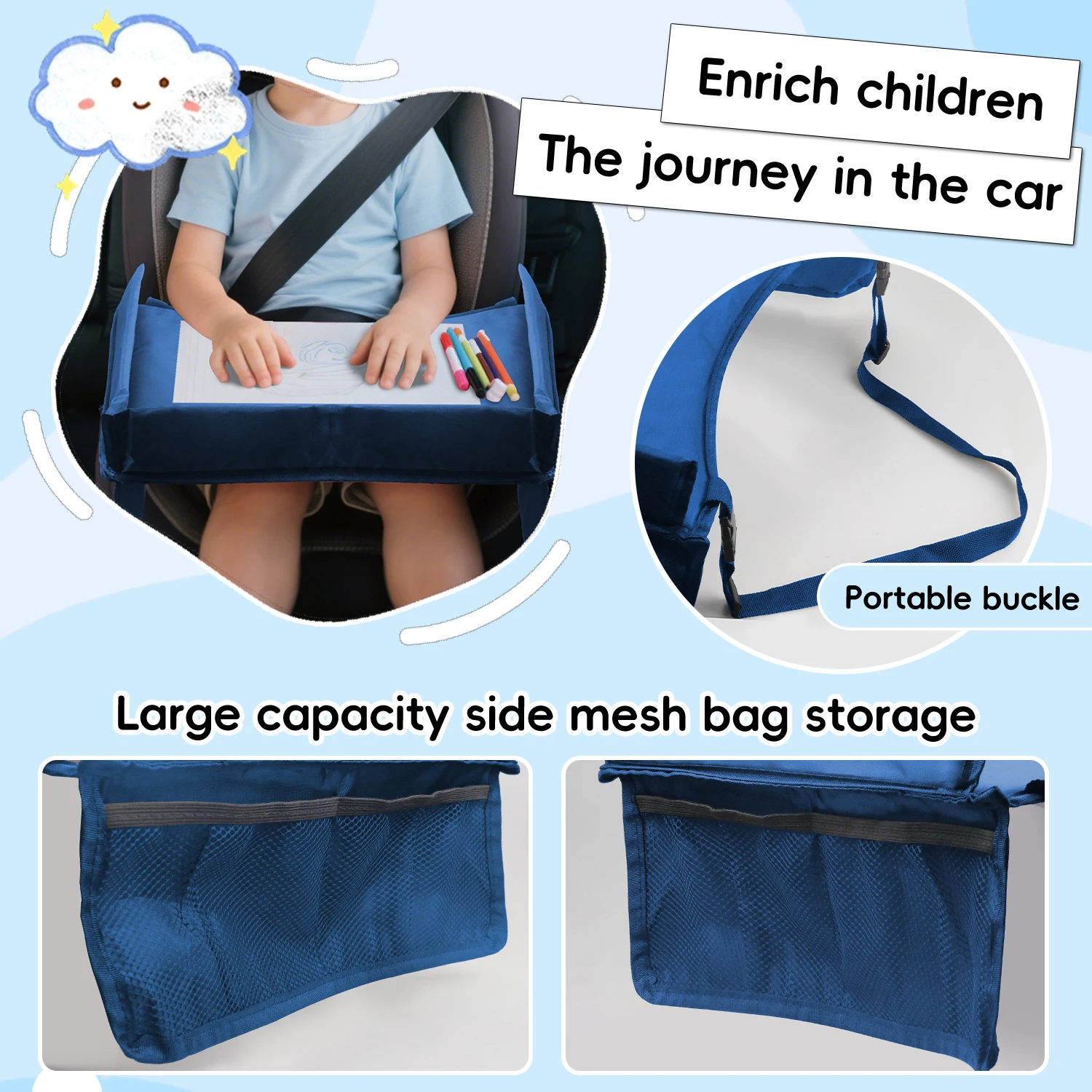 3-in-1 Kids Travel Tray with i - Back Seat Car Table ulasan dan harga